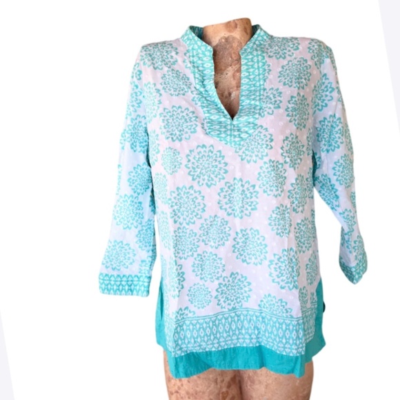 Sharagano Tops - Floral Cotton Summer Blouse